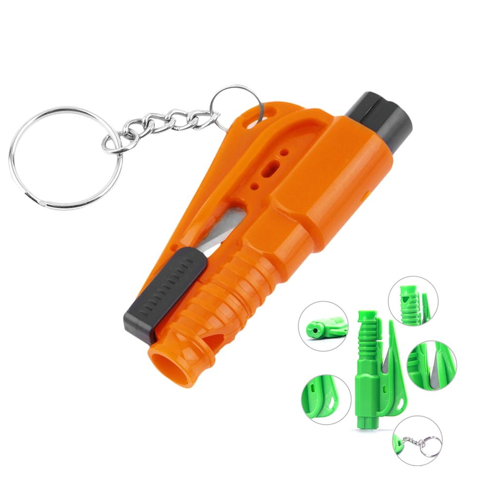 Autofenster Glasbrecher Fluchtwerkzeug und Sicherheitsgurtschneider Pfeife  Schlüsselanhänger 