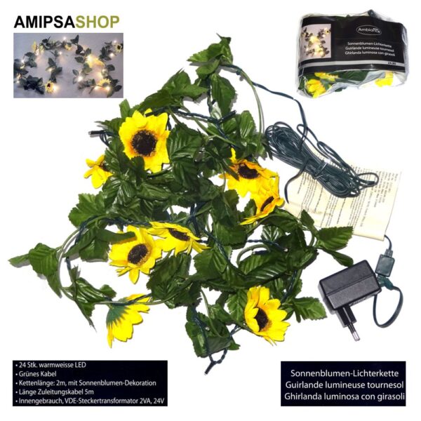 Sonnenblumen Lichterkette 24 LEDs