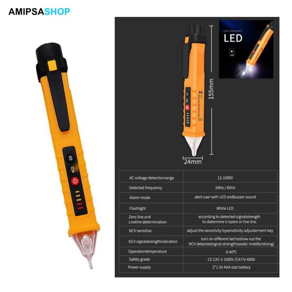 Spannungsprüfer mit Taschenlampe 12-1000V 50hz 60hz