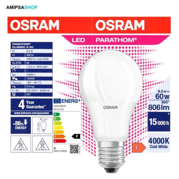 Osram LED PARATHOM Classic A 60 P 8.5W 840 E27 4000K