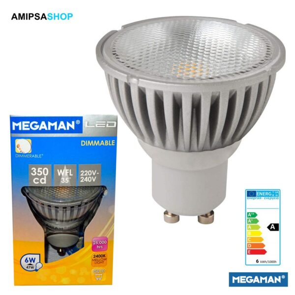 MEGAMAN LED Leuchtmittel 220V 6W 2400K Sockel GU10 dimmbar