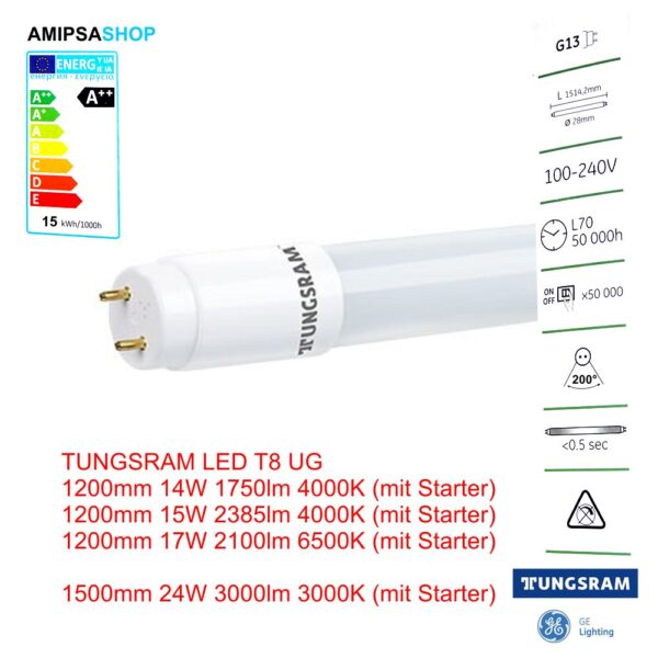 TUNGSRAM LED T8 Ultra Glass 14w 15w 17w 24w