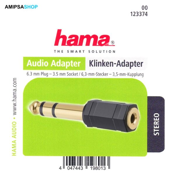 HAMA Audio Adapter 6.3mm Stecker 3.5mm Buchse