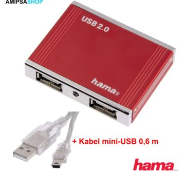 Hama 00078496 4-port USB 2.0 extern ohne Netzteil rot