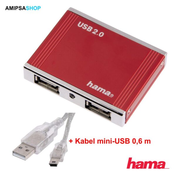 Hama 00078496 4-port USB 2.0 extern ohne Netzteil rot