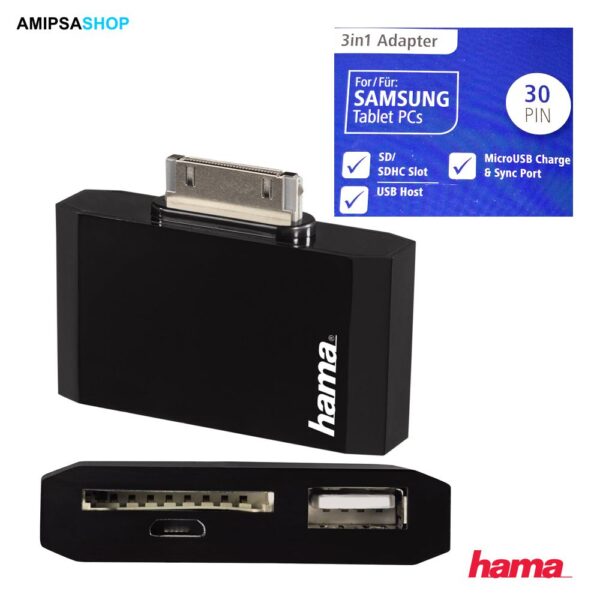 Hama 3-in-1 Adapter für Samsung Tablet-PC (30-polig)