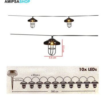 Solar Lichterkette 10 Laternen Länge 380 cm