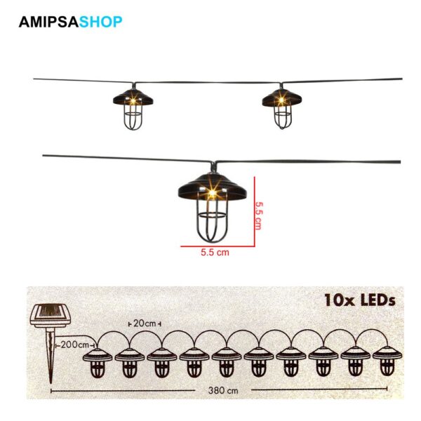 Solar Lichterkette 10 Laternen Länge 380 cm