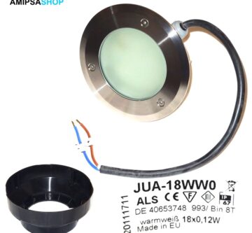 Wandeinbauleuchte Ring aus Edelstahl 130 mm, 18x 0.12W LED warmweiss