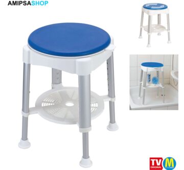 Badhocker mit drehbarer Sitzfläche blau höhenverstellbar