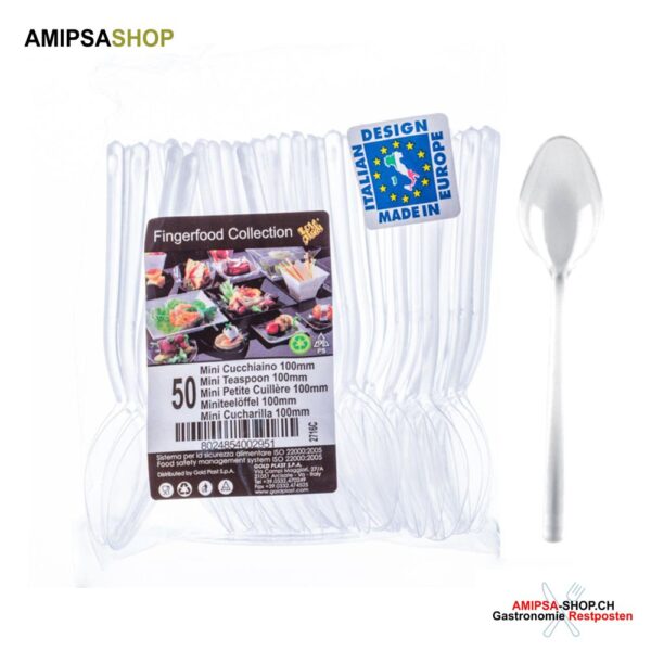 Fingerfood-Mini-Löffel 50 Stück transparent 10cm