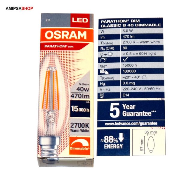Osram Parathom Classic E14 B40 5W 470lm Dimmbar