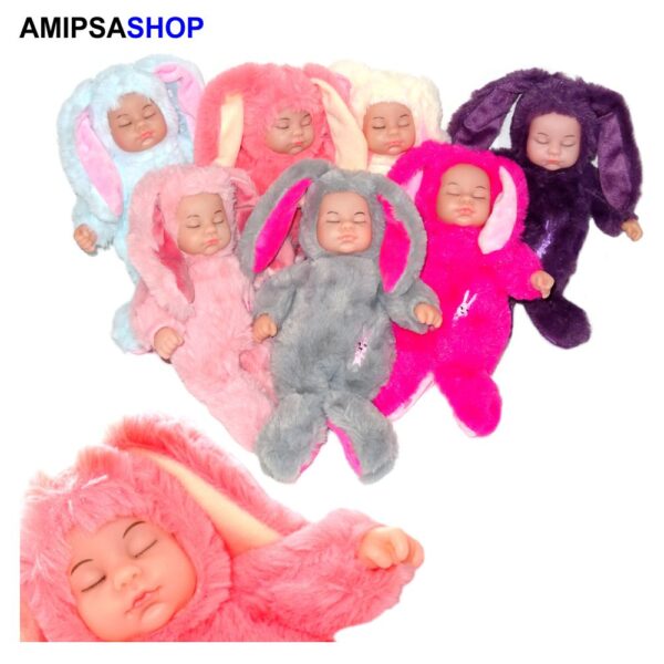 Babypuppe mit Plüsch Hasenkostüm
