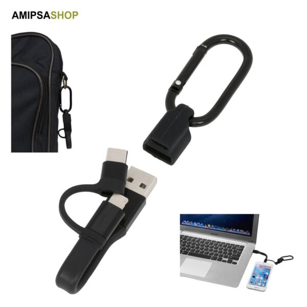 3 in 1 Ladekabel mit Karabiner