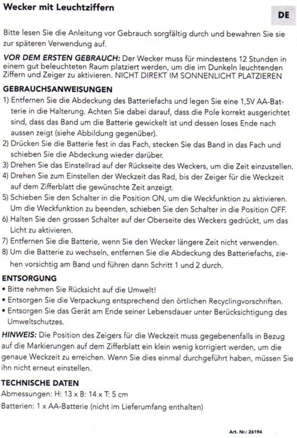 Wecker mit Leuchtziffern Daily – Bild 2