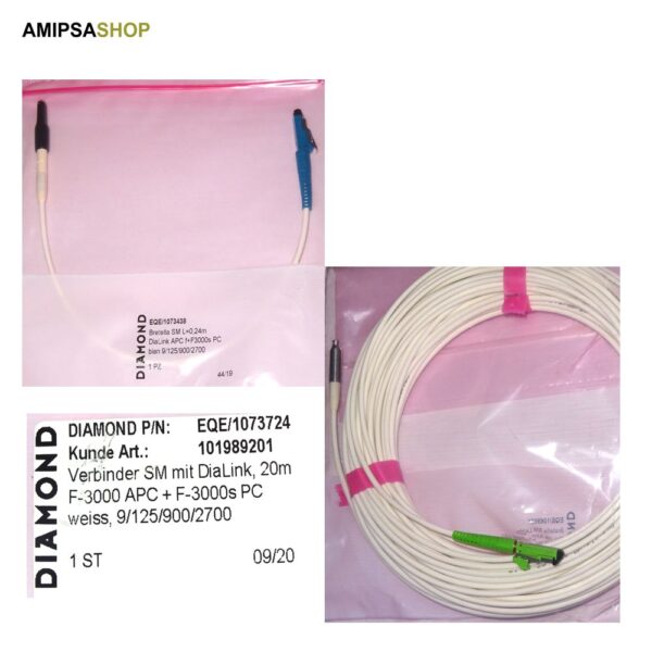 Verbinder SM mit DiaLink Kabel 20m F-3000 APC+F3000s PC weiss