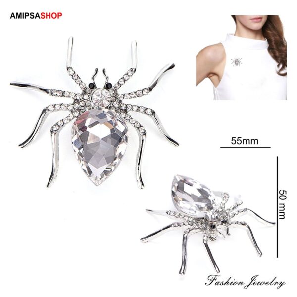 Brosche Spinne Kristall Strasssteine