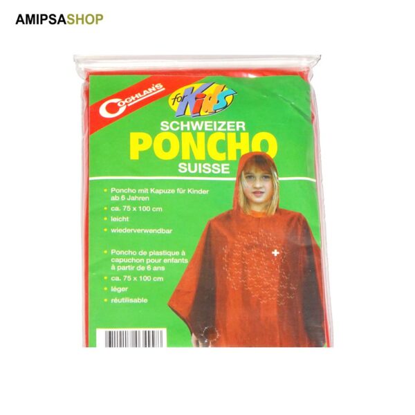 Kids poncho rot pvc schweizer