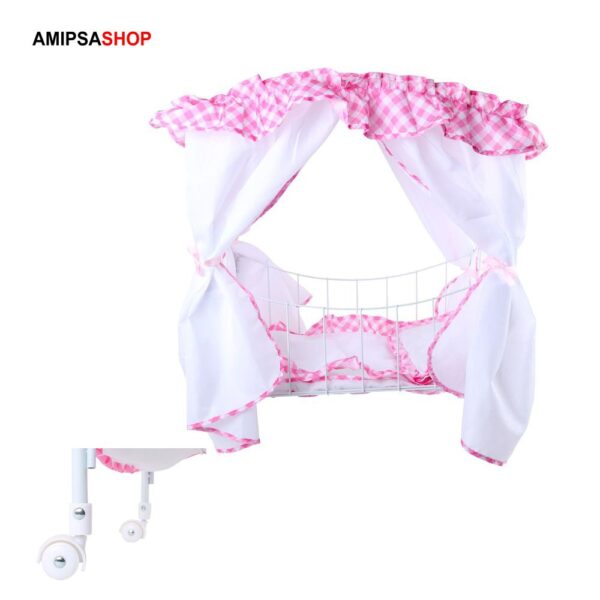 Puppenbett Himmelbett auf Rollen