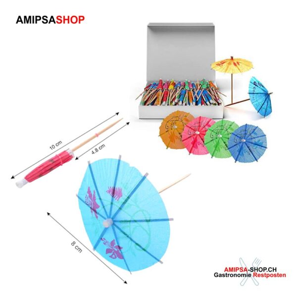 Partyschirmchen Cocktailschirme 10 cm Durchmesser 8 cm 144Stück