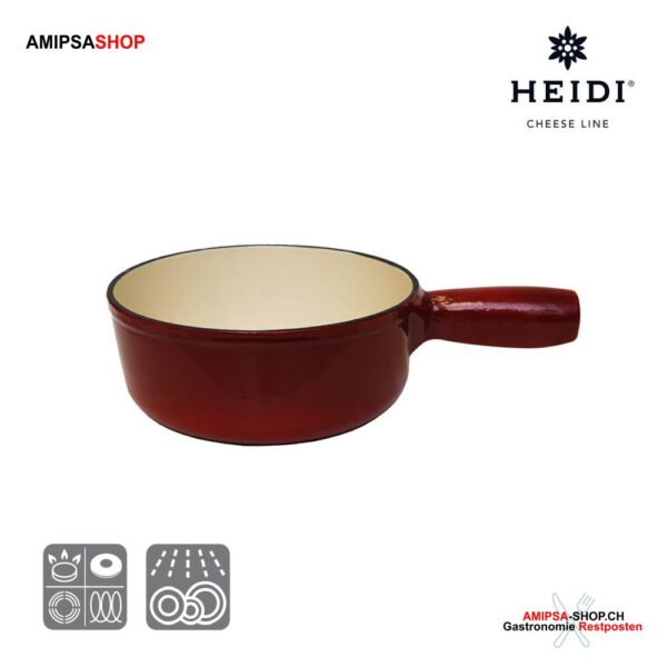 HEIDI Cheese Line Caquelon rot Induktion Käse Fondue Gusseisen Ø 23 cm