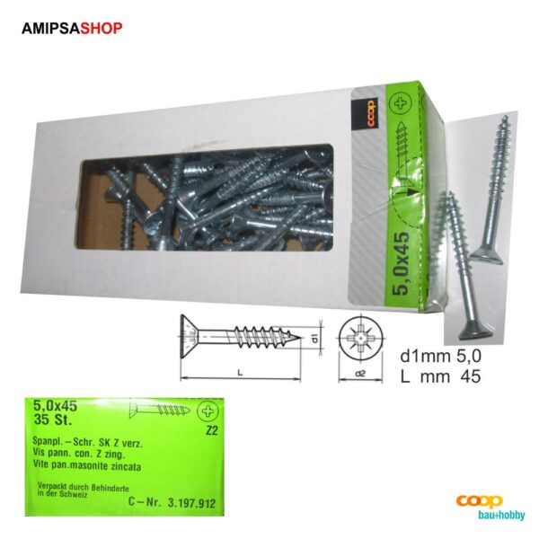 Spanplattenschrauben 35stk 5,0 x 45
