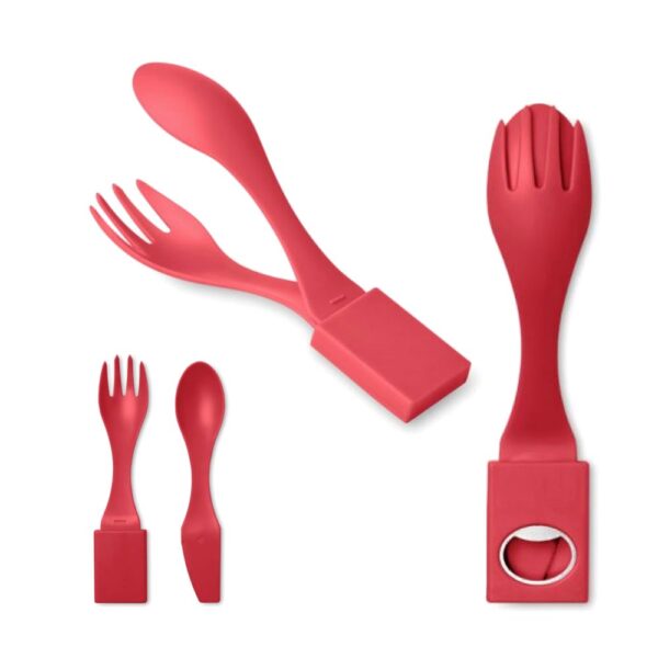 Besteckset aus Kunststoff rot