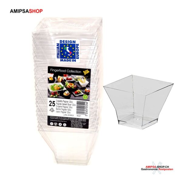Fingerfood Becher Pagoda 120cc Transparent 25er set