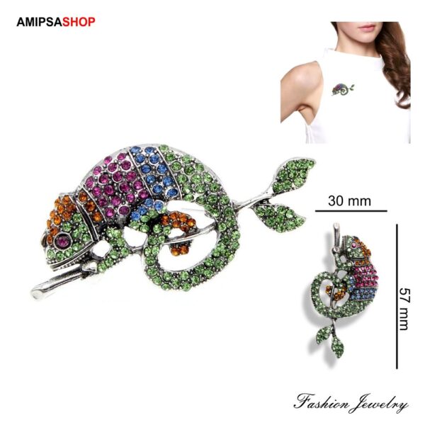 Brooch Chameleon mit Kristall Strasssteine