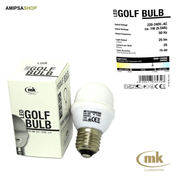 LED Leuchtmittel 1W/230V weiss E27 Bulp mit 12LED "mk"