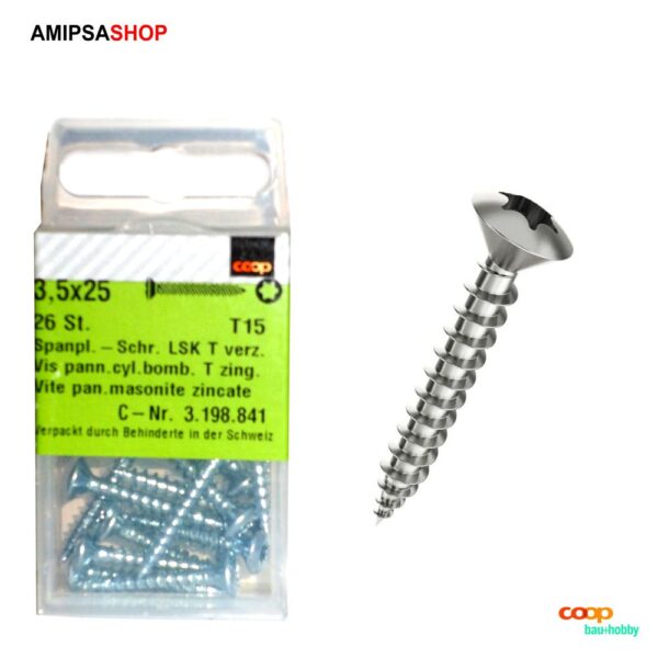 Spanplattenschraube 3.5×25mm LSK T15 Verzinkt 26 Stück