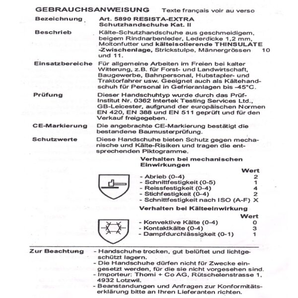 Resista Kälte Schutzhandschuh 5890 – Bild 2