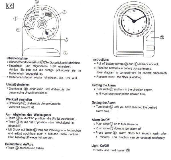 Alarm Uhr Analog in passendem Etui – Bild 2