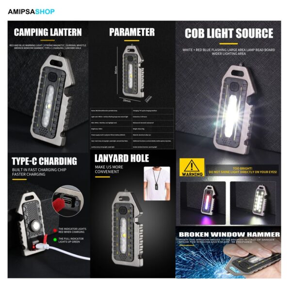 LED Cob Taschenlampe Multifunktion – Bild 2