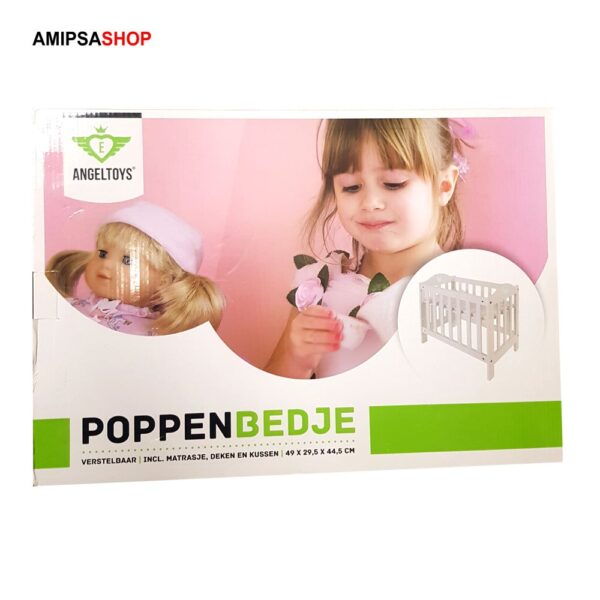 Angel Toys verstellbares Puppenbett 49 x 29,5 x 44,5 cm Holz weiss
