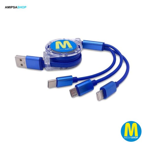 3in1 USB Ladekabel einziehbar