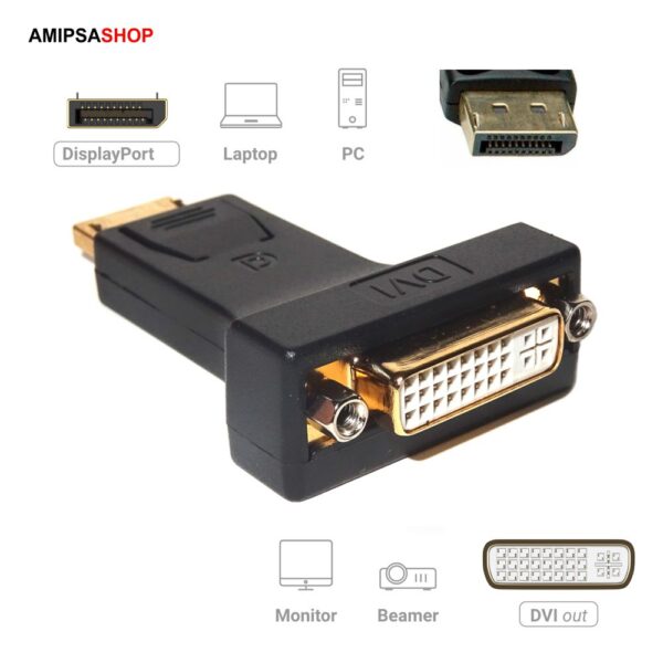 Adapter Displayport Stecker DVI Kupplung (24+5) Vergoldete Kontakte