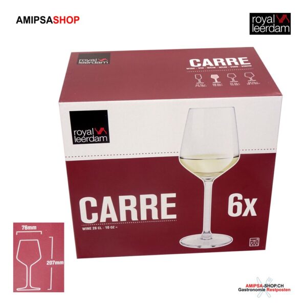 Royal Leerdam 6 White Wine Glasses Carré 28cl