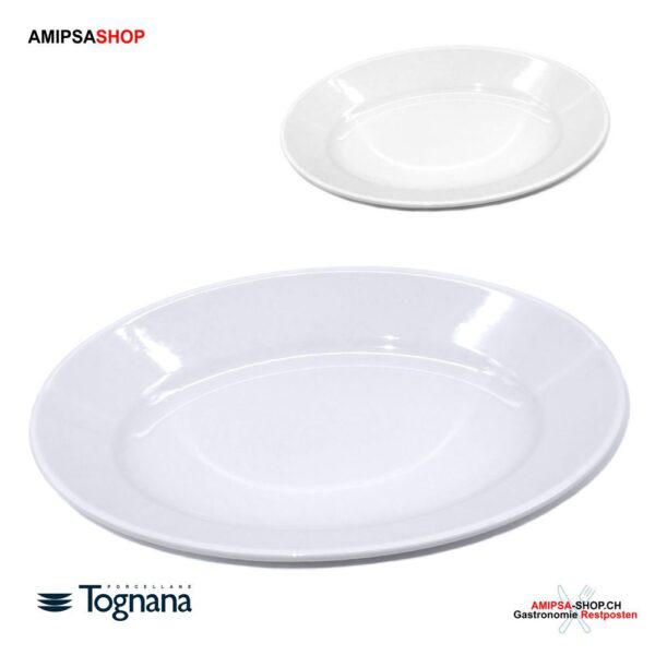 Tognana Ovale Platte 34.5 x 22.8 x H 5 cm Hotel weisse Porzellan