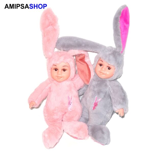 Babypuppe mit Plüsch Hasenkostüm Gross