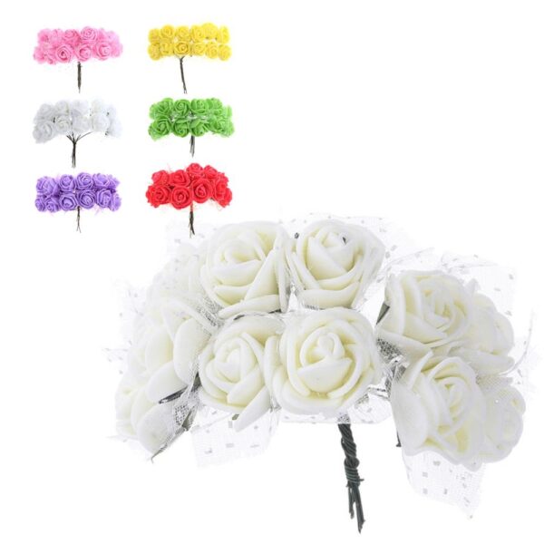 Rosen Schaum Mini Blumen 12stück