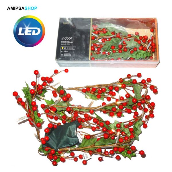 20 LED Lichterkette Girlande mit Beeren