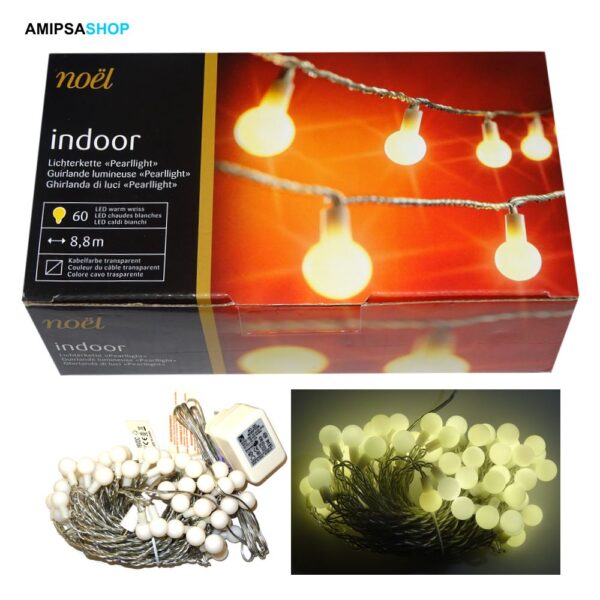 60 LED warm weiss transparent (lichterkette)