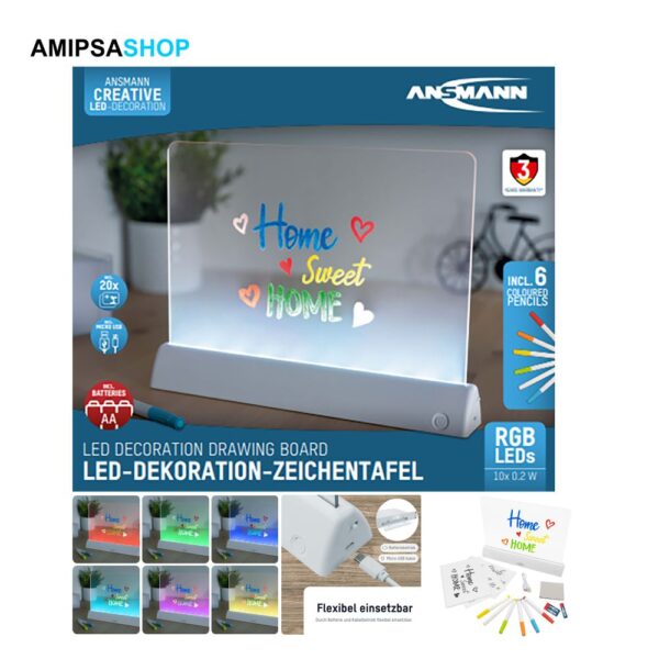 ANSMANN LED Dekoration Zeichentafel RGB