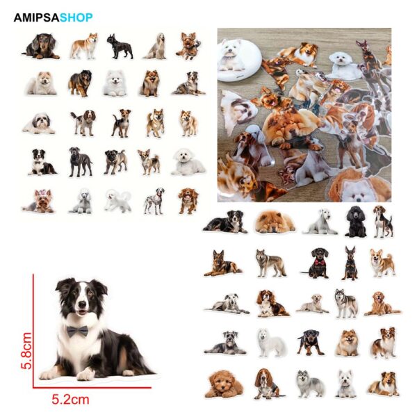 Aufkleber Selbstklebende Hunde Transparentes 50 Stück