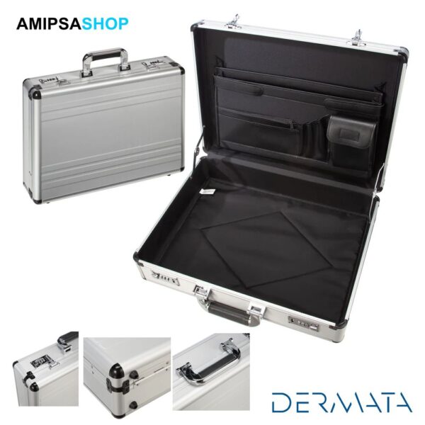 DERMATA Aluminium Aktenkoffer mit Zahlenschloss 7326 Silber