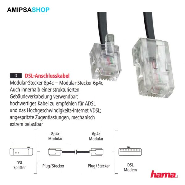 Hama 00040657 DSL Anschlusskabel 3m