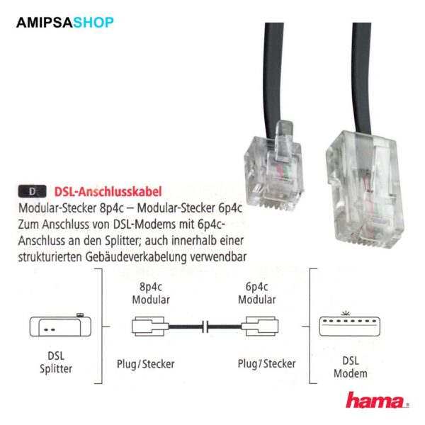 Hama 00044431 DSL Anschlusskabel 3m