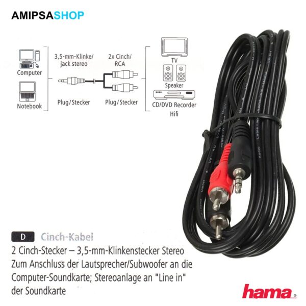 Hama 00048913 Cinch Kabel 2m
