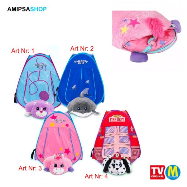 Hideaway Pets Kuscheltier mit entnehmbarem Spielzelt